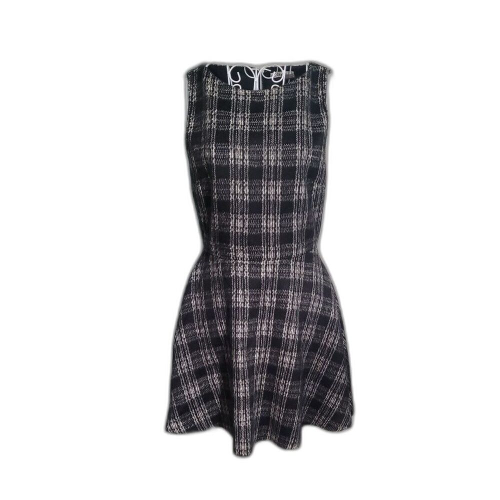 Alice + Olivia Black and White Plaid Dress